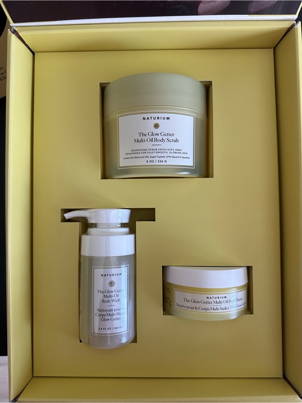 Naturium The Glow Getter Body Scrub, Multi-Oil Body Wash + Body Butter